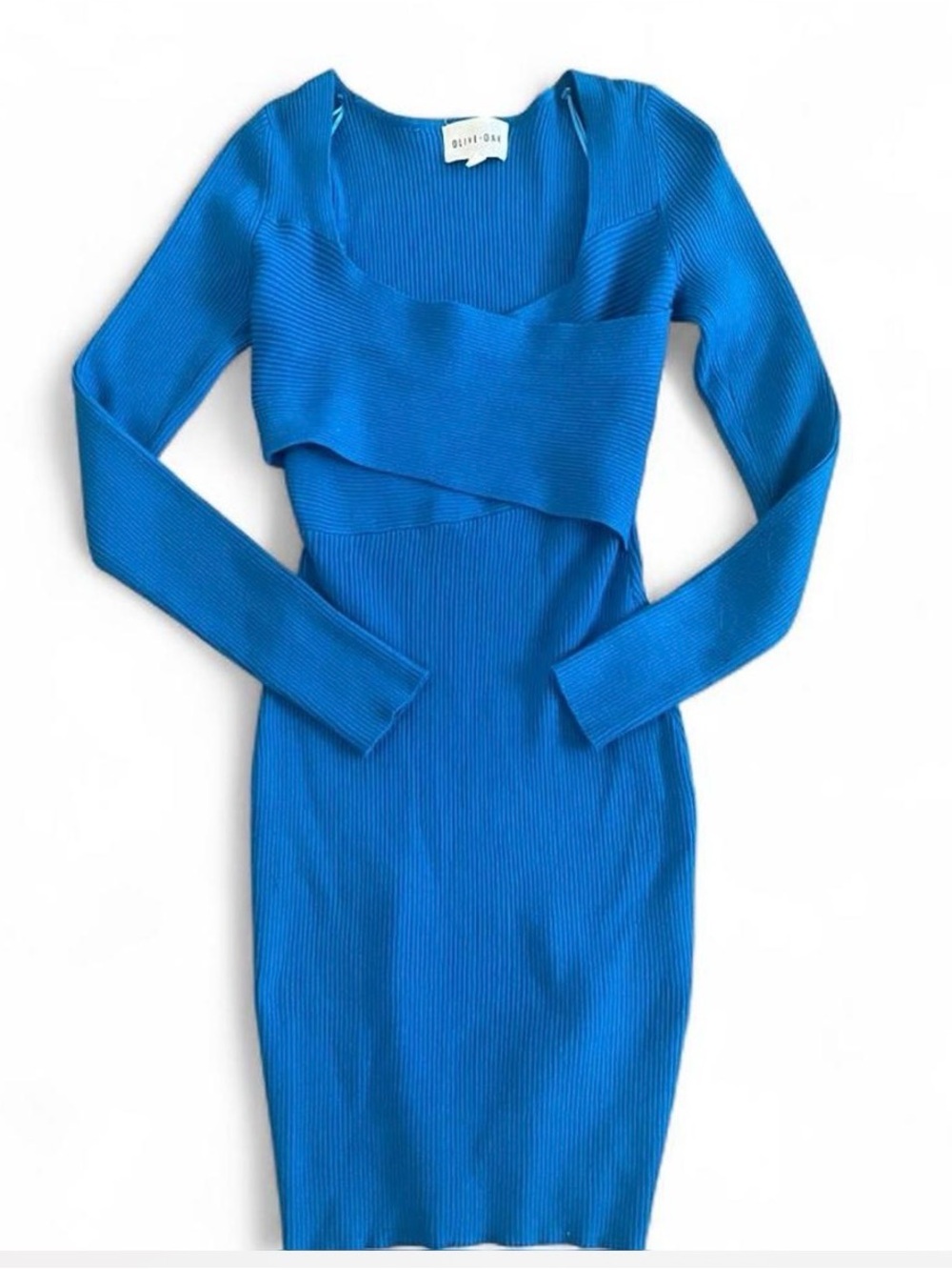 Olive & Oak Blue Ribbed Bodycon Dress